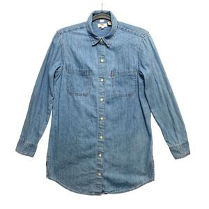 Levi's Denim Shirt Womens Size XS Blue Long Sleeve Tunic Button Up